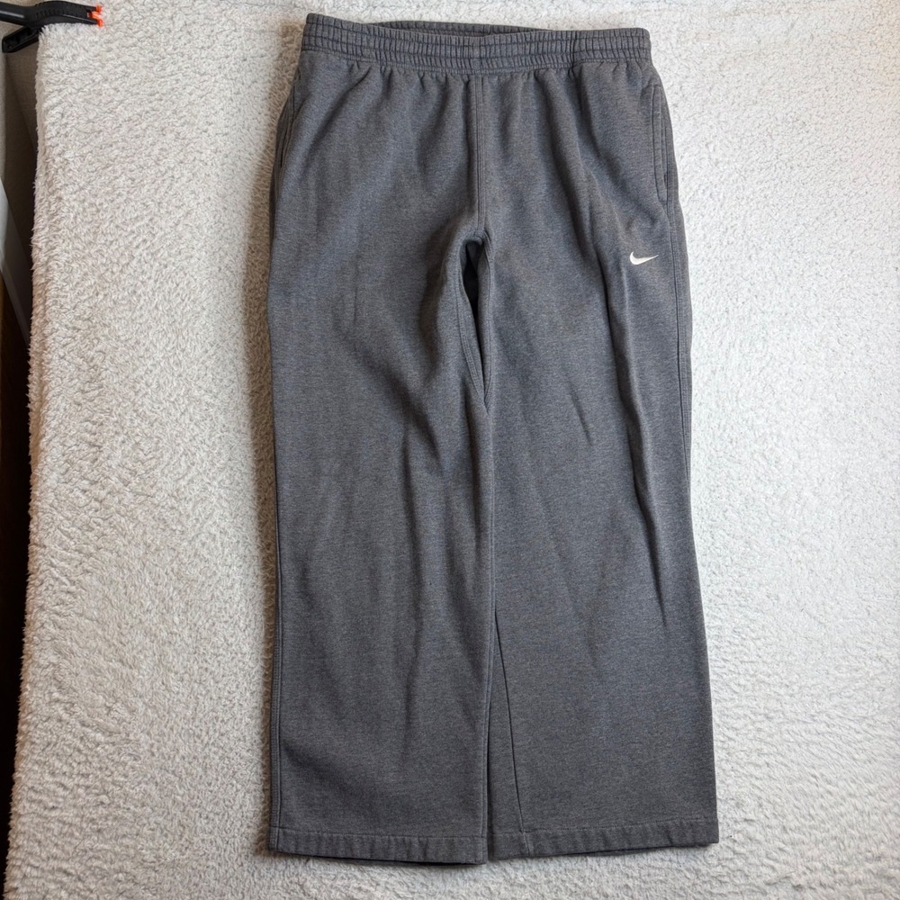 Nike Mens Fleece Sweatpants XL Gray Wide Leg Swoosh baggy loose fit